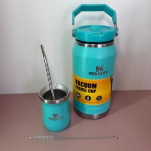 Botella térmica de 1L + mate térmico con bombilla y limpia bombilla