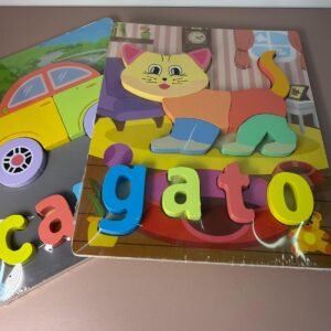 Set Juegos de Encastre, de Madera Didáctico Infantil, con letras y figuras