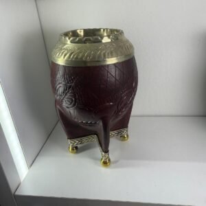 Mate Torpedo de Cuero y Alpaca Repujado