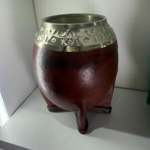 Mate Torpedo de Cuero con virola cincelada y de Alpaca