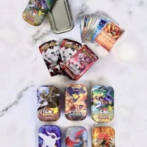 Carta Pokémon en lata con 3 sobres